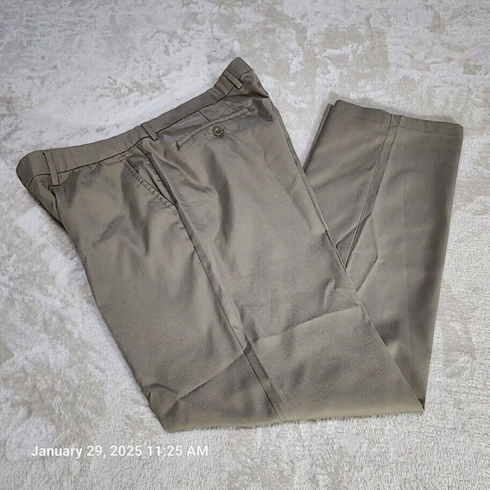 Attack Life Greg Norman Mens 34 30 Dusty Willow Tan Moisture Wicking Dress Pants - Picture 4 of 12